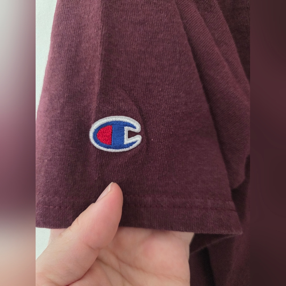 Cotton Champion Maroon‎ T-Shirt with Embroidered Logo Size Small - Picture 6 of 6